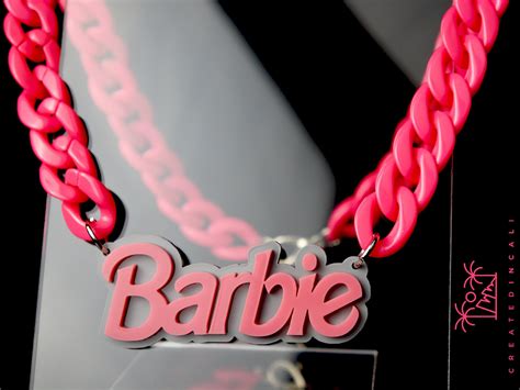 Barbie Acrylic Necklace In Pink Barbie Necklace Etsy