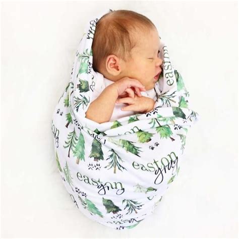 Woodland Trees Personalized Baby Name Swaddle Blanket Baby Outfits
