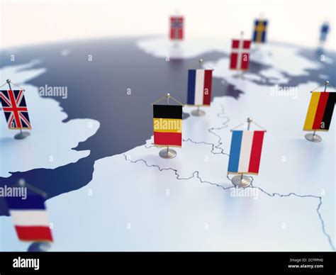 Flag Of Belgium In Focus Among Other European Countries Flags Europe