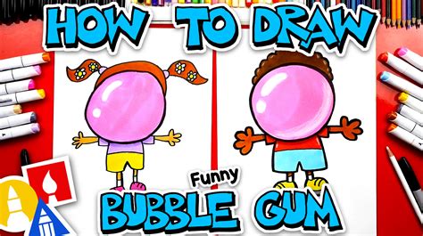 How To Draw A Kid Blowing A Giant Bubblegum Bubble Art For Kids Hub
