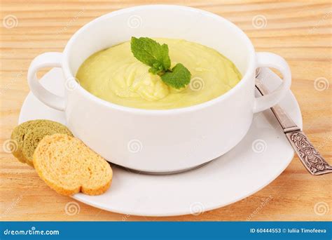 Vegetable Cream Soup With Bread Stock Image Image Of Plate Healthy