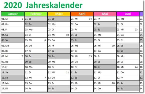 Kostenloser jahreskalender für das jahr 2021 zum ausdrucken (pdf), inklusive brückentage. Druckvorlage Jahreskalender 2020 Zum Ausdrucken Kostenlos