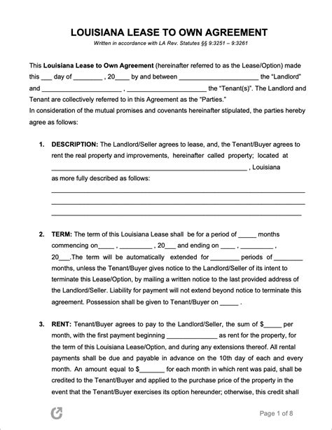 Printable Louisiana Residential Lease Agreement