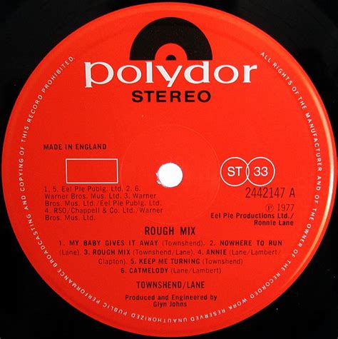 Pete Townshend And Ronnie Lane Rough Mix Album Ronnie Lane
