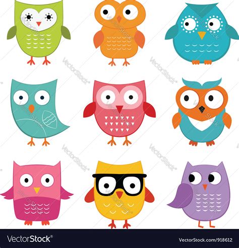 Owls Set Royalty Free Vector Image Vectorstock