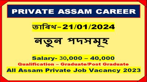 All Assam Private Job Vacancy 2024 Assam Job News All Assam Private