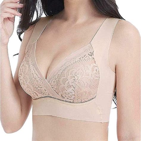Rosy Lift Plus Size Comfort Extra Elastic Wireless Support Lace Bra Uk Clothing