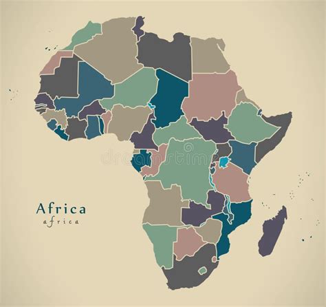 Mapa Moderno Continente De África Com Político Dos Países Colorido