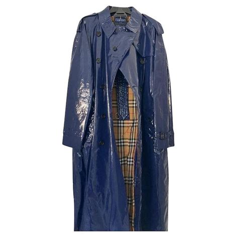 Burberry Prorsum Trench Coat Blue Patent Leather Ref501829 Joli Closet