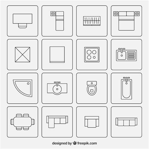 Free Vector Furniture Symbols Used In Architecture Plans