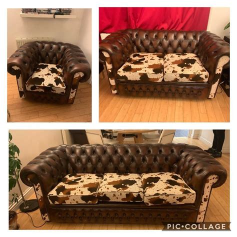 Chesterfield Sofas 3 Piece 321 Cow Print Cushions In East