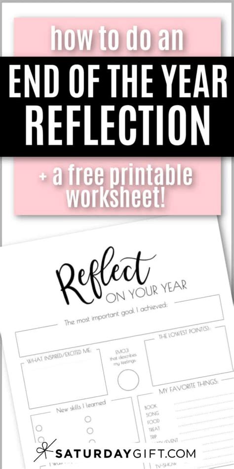 How To Do An End Of The Year Reflection Free Printable Worksheet