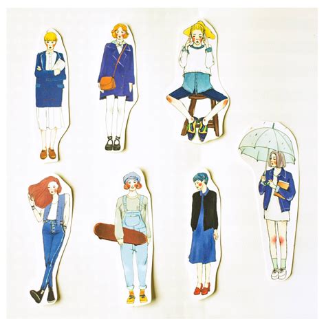 Stylish Girl Blue Series Pack Of 7 Stickers Shop La Dolce Vita