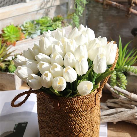 I know, the fake flowers are small, but just put them in the wrong position without knowing, and they'll die very soon. Artificial Tulips Real Touch Fake Flowers Artificial ...