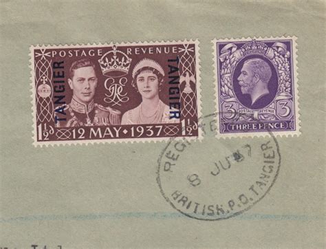1937 Tangier Overprinted Coronation Registered Cover Bank British West