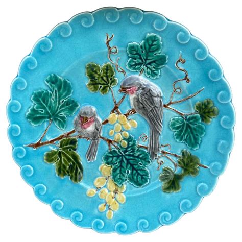 French Majolica Bird Swallow Plate Sarreguemines Circa 1880 At 1stdibs