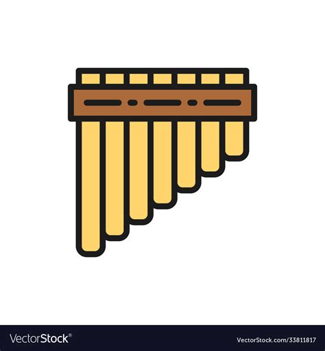 Pan Pipes Bamboo Peruvian Flute Flat Color Line Vector Image