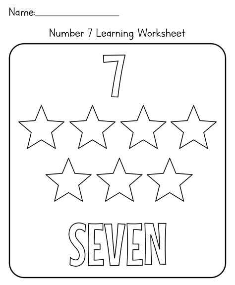 Number 7 Tracing And Colouring Worksheet For Kindergarten Numbers
