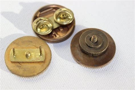 Vintage Us Military Brass Collar Disc Pins Buttons Set Of 3 Wwii
