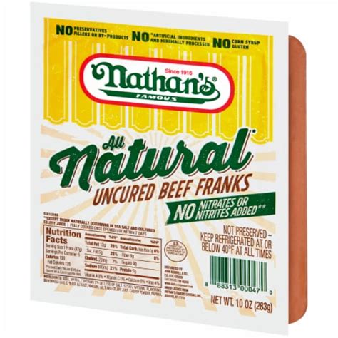 Nathans Famous All Natural Uncured Beef Franks 6 Ct 10 Oz Food 4 Less