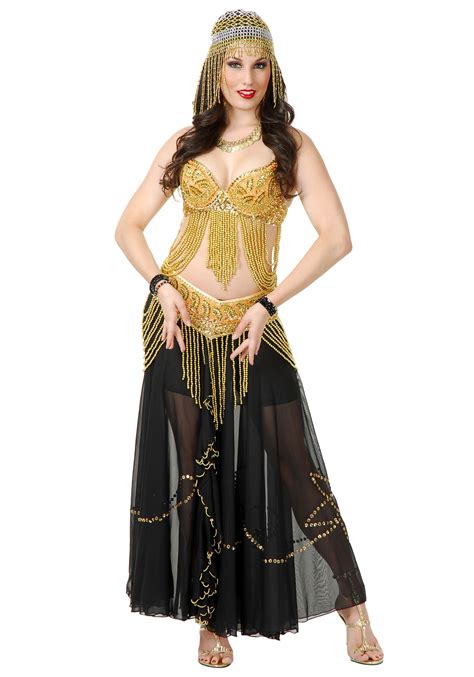 Why not treat yourself to a designer belly dance costume? Golden Belly Dancer Costume
