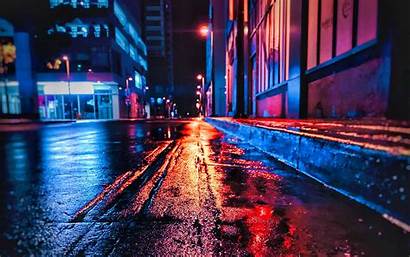 Street Night Wet Neon 4k Ultra