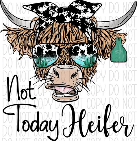Not Today Heifer Highland Cow Dtf Transfer In 2023 Heifer Heifer Cow
