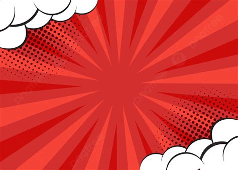 Red Comic Background With Rays And Halftone Comic Background Abstract Cartoon Background