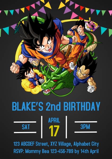 Copy Of Dragon Ball Z Birthday Invitation Postermywall