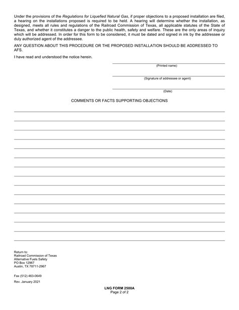 Lng Form 2500a Fill Out Sign Online And Download Fillable Pdf Texas