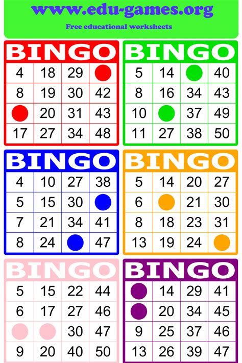 Printable Bingo Games For Middle School Tutoreorg Master Of Documents