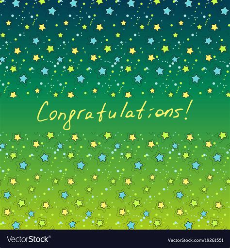 Congratulation Green Card With Star Royalty Free Vector