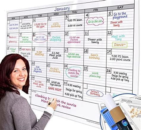 Dry Erase Monthly Extra Large White Board Calendar For Wall 38 By 50