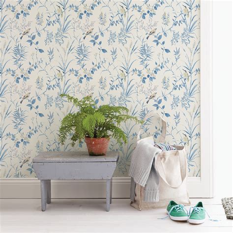 3123 24170 Imperial Garden Blue Botanical Wallpaper By Chesapeake