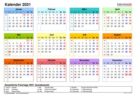 Jahres Urlaubskalender 2021