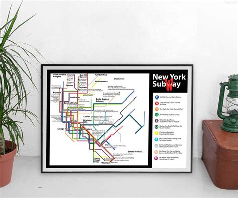 The Warriors Movie Quotes Subway Map A3 Wall Art Print Etsy