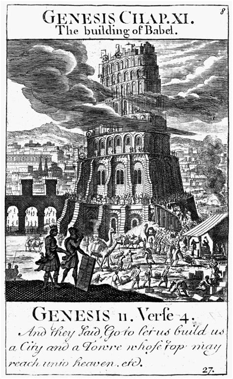 Tower Of Babel Ncopper Engraving From A Late 18th Century English