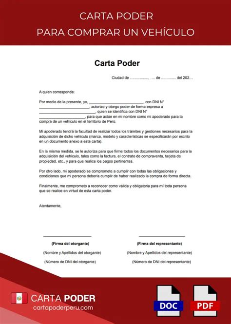 Carta Poder Para Comprar Vehículo 《 Modelo 2024 》 ️