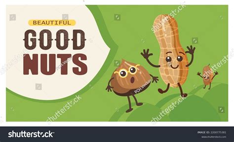 Funny Nuts Characters Poster Template Cartoon Stock Vector Royalty