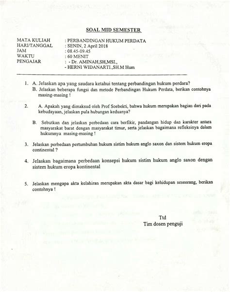 Hukum perdata internasional pertemuan 11. Contoh Soal Uts Hukum Perdata