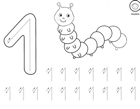 Fichas Del Número 1 Números Preescolar Imprimibles Para Preescolar