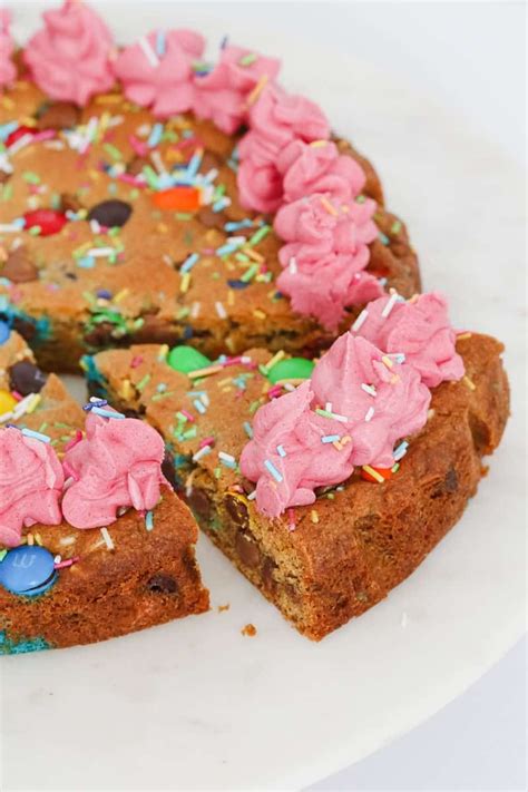 A Giant Cookie Cake Recipe Made With Mandms Chocolate Chips And