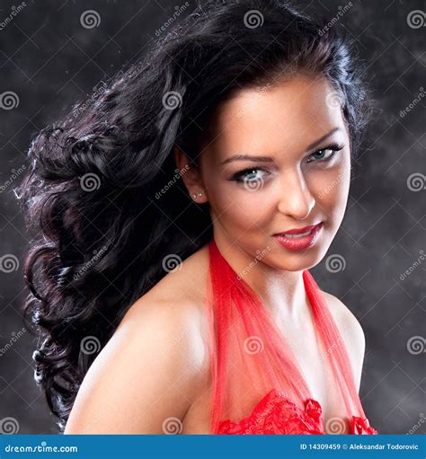 Beautiful Glamorous Woman With Red Dress Stock Image Image Of Black Female 14309459