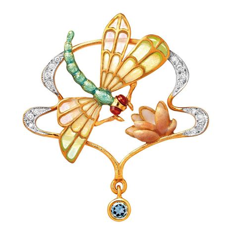 Dragonfly And Waterlily Pendant In 2022 Art Nouveau Jewelry Art