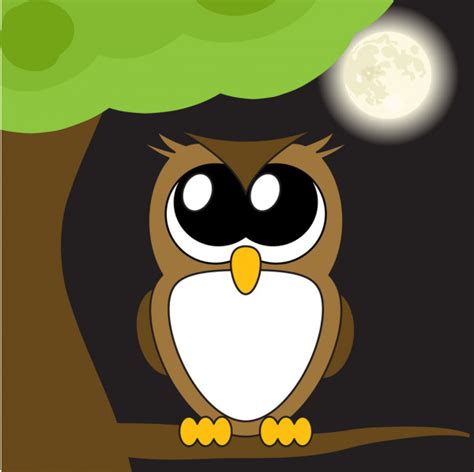 Very Cute Cartoon Owl With Big Eyes Vector — Stock Vector