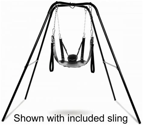 leather sex swing w stirrups and leather pillow and stand dotty after midnight