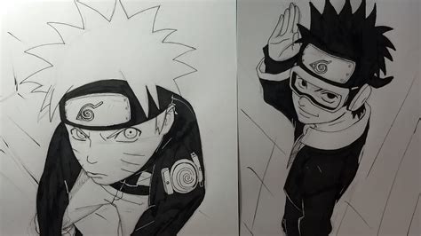 Drawing Naruto Uzumaki And Obito Uchiha Perspective Youtube