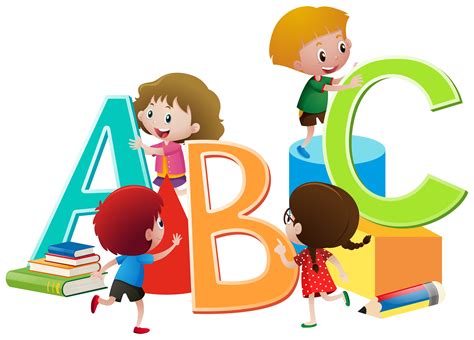 Children With English Alphabets Blocks 368305 Vector Art At Vecteezy