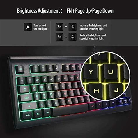 Rainbow Led Backlit 87 Keys Gaming Keyboard Compact Keyboard With 12