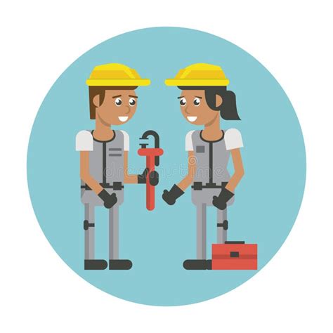 Construction Workers Cartoons Stock Vector Illustration Of Service